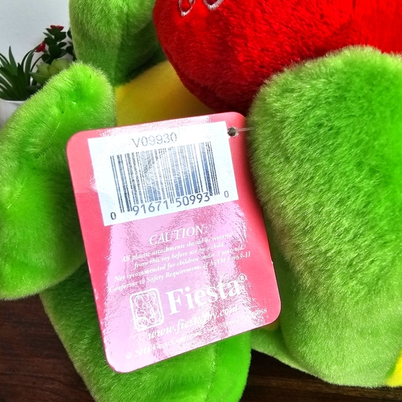 Rare Fiesta Toy Kiss Me Heart Frog Plush Stuffed Animal Valentine's Day Gift - Picture 6 of 14